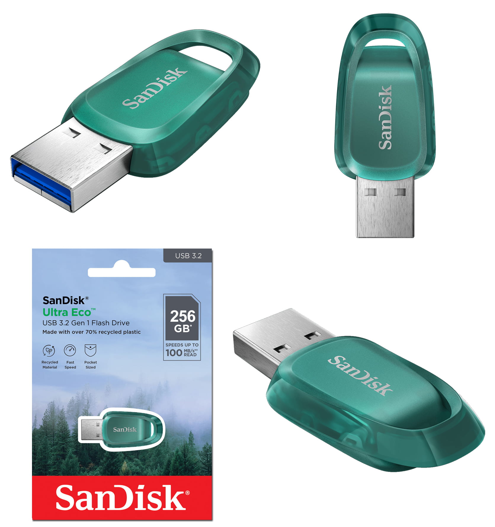 SanDisk 256GB Ultra Eco USB 3.2 Gen 1 Flash Drive - SDCZ96-256G-G46 - E
